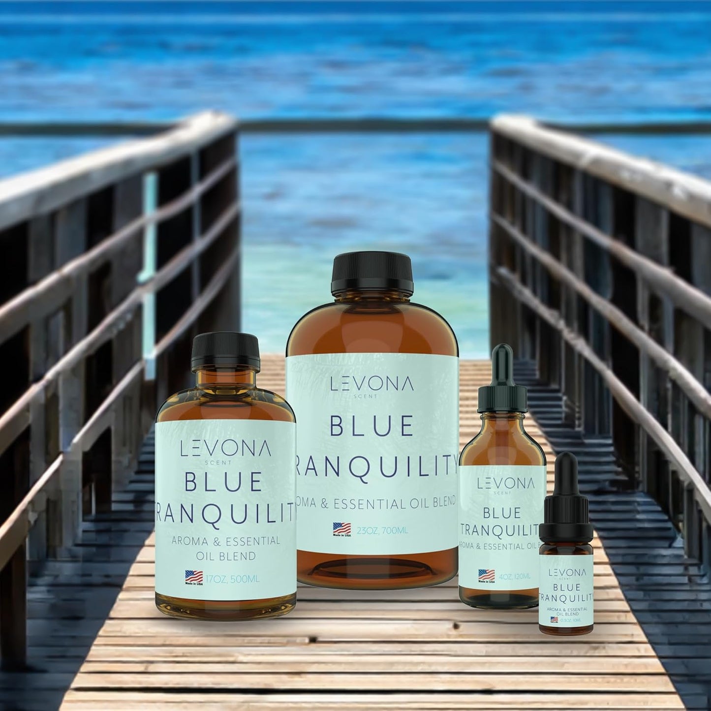 Levona Scent Essential Oils - Scents for Home, Hotel & Office Use - Perfect for Home Diffuser & Humidifiers - Aroma Fragrance Oil, Ideal for Massage, Relaxation, and Spa - Blue Tranquility, 120ml