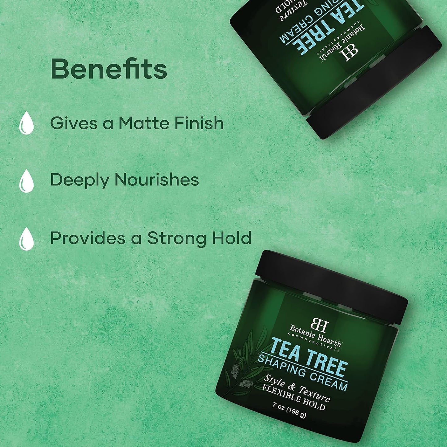 Botanic Hearth Tea Tree Shaping Cream, Hair Styling Cream With Collagen & Biotin | Style & Texture, Strong & Flexible Hold, For All Hair Types | Men And Women | Made In Usa | 7 Oz
