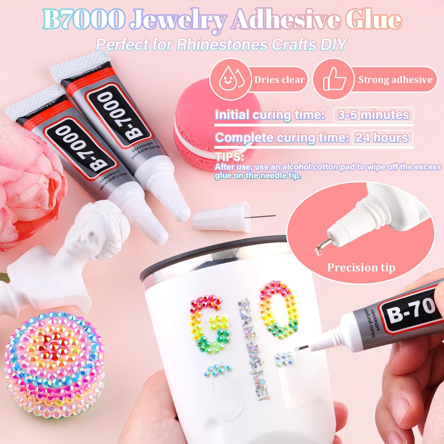 13000Pcs Resin Rhinestones with B7000 Jewelry Glue for Crafting, Multicolors 4mm Non Hotfix Flatback Gems, Bedazzling Crystal for DIY Crafts Clothing Tumblers Mugs Shoes Fabric Decor Nail Art