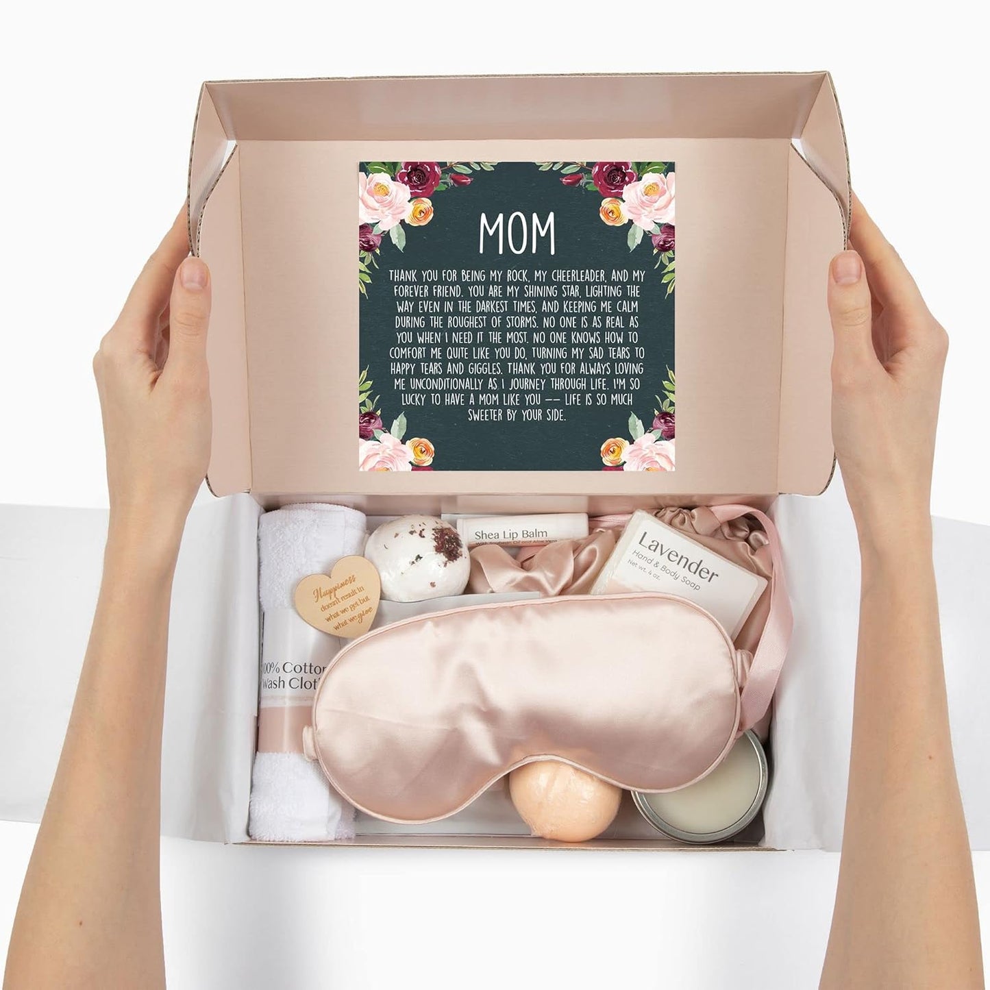 Dear Ava Spa Gifts for Women | Organic Self Care luxury Anti Stress Relaxing Bath and Body Kit Set Basket Box for Her with Heartfelt Card | Premium Spa Gift for Best Mom