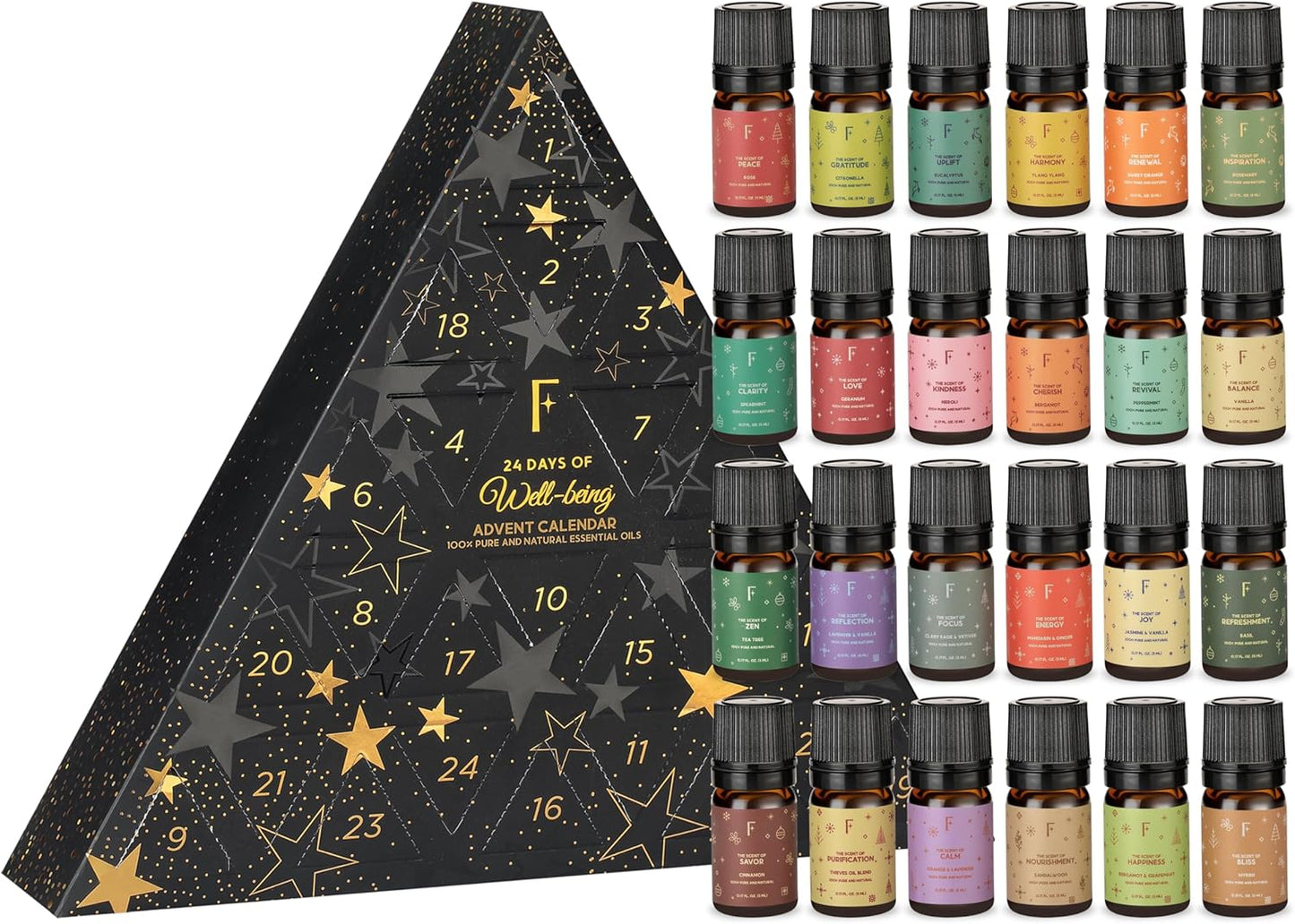 Folkulture Essential Oils Set for Diffuser for Home | Set of 24 Essential Oils | Vanilla, Rosemary, Peppermint | Fragrance Oil Scents for Gifts for Women | Wellness Gift Set