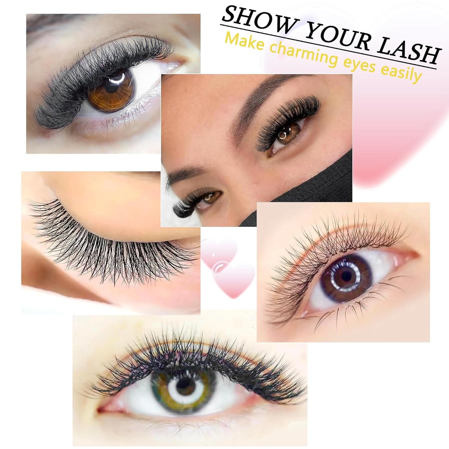 W Lash Extensions Supplies 3D Eyelash Extensions W Shape 0.07mm Thickness D Curl 13mm Premade Fans Easy Fan Lashes Volume Matte Black 12 Rows Crisscross Eye Lashes(W-3D-0.07-D,13mm)