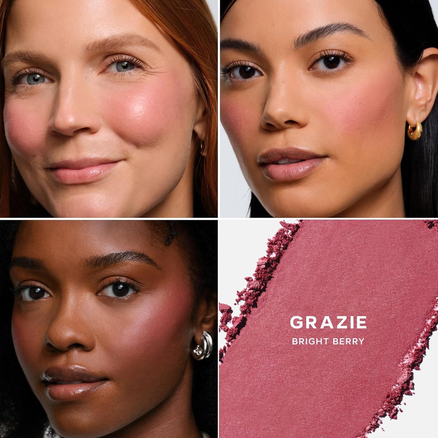 Saie SuperSuede Baked Blush - Talc-Free Powder Blush for All Day Wear - Enriched with Plant-Derived Squalane + Glycerin to Help Moisturize Dry Skin - Grazie (0.1 Ounce)