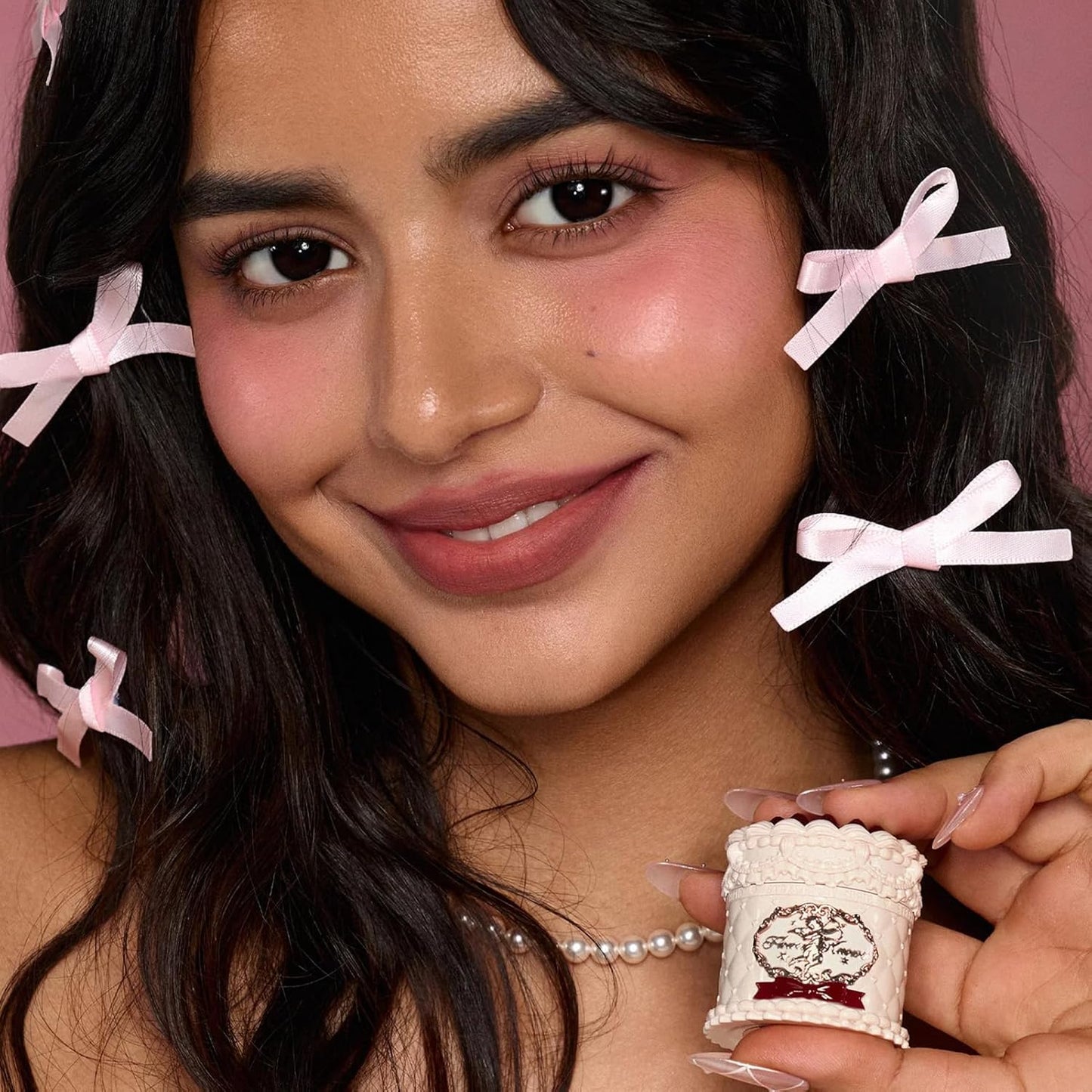 Flower Knows Strawberry Cupid Cake Lip Cream,Velvety-Smooth Matte Liquid Lipstick,Hydrating,Smudge-proof & Stain-Free Lip Stain(V02 Soufflé,0.17 Fl Oz)