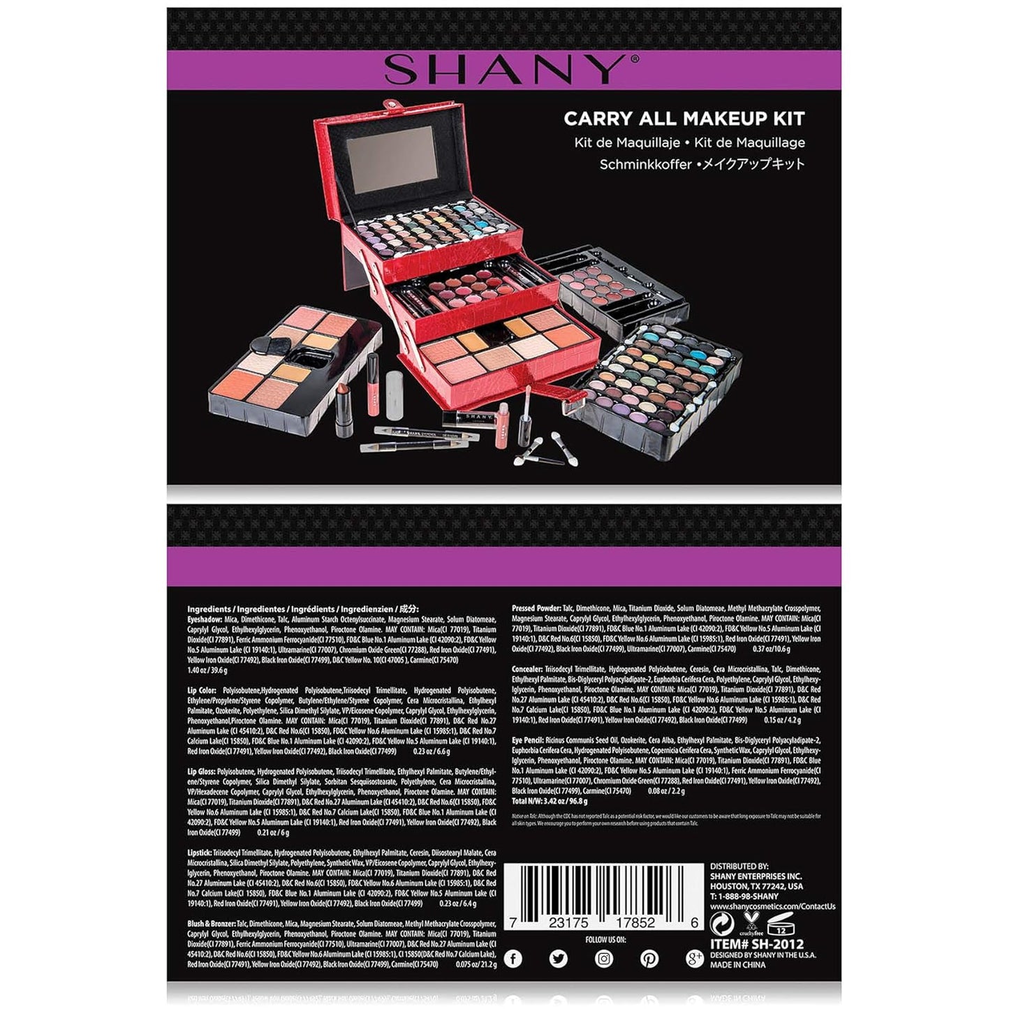 SHANY All In One Makeup Kit (Eyeshadow, Blushes, Face Powder, Lipstick, Eye liners, Makeup Pencils and Makeup Mirror - Makeup Set With Reusable Makeup Storage Box - Red
