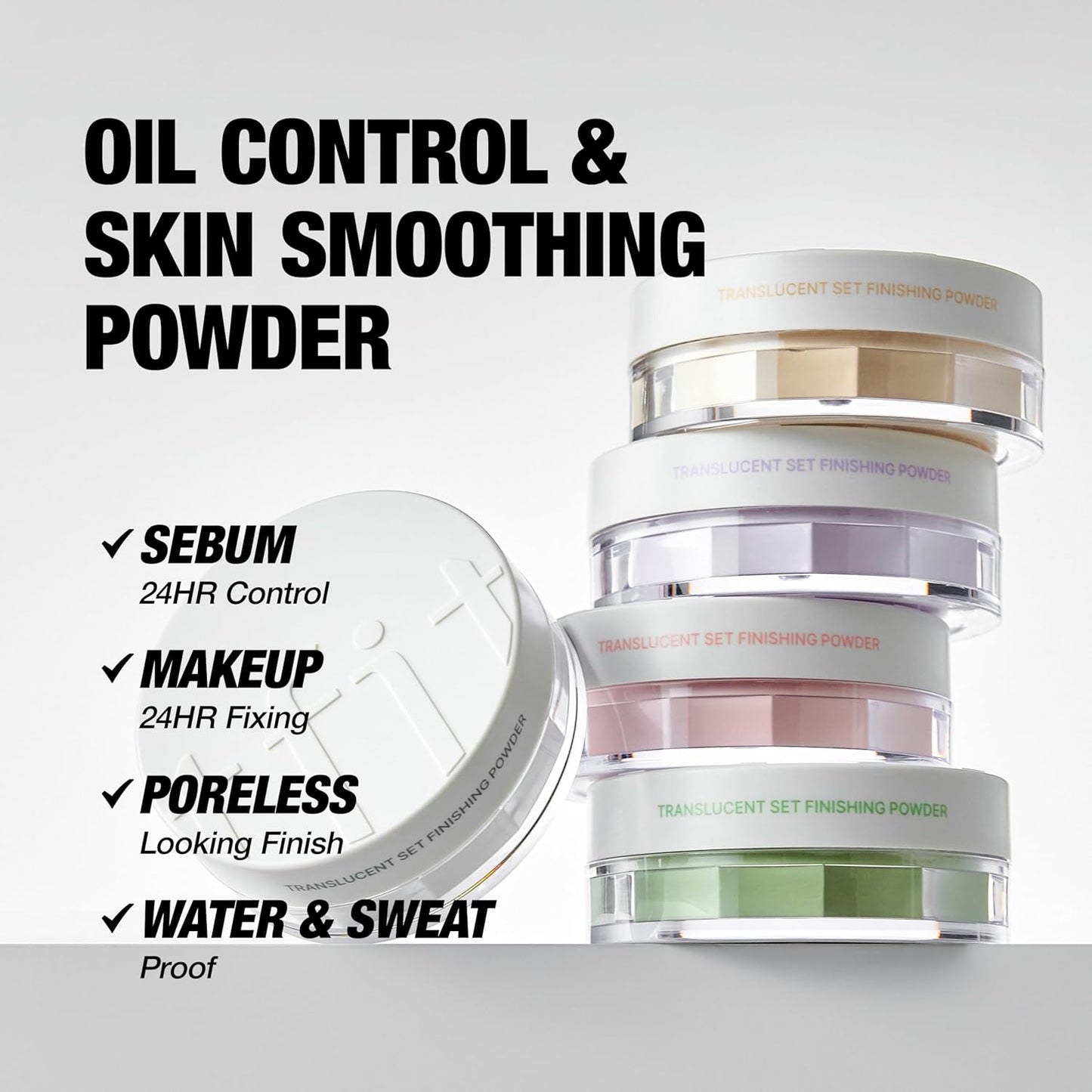 TFIT Translucent Set Finishing Powder - Sebum Control Face Loose Powder, Matte & Silky Finish, Lightweight, Long-lasting, Korean Makeup Setting Powder, 0.24 Oz. (02 Skin Beige, 0.24 Oz.)