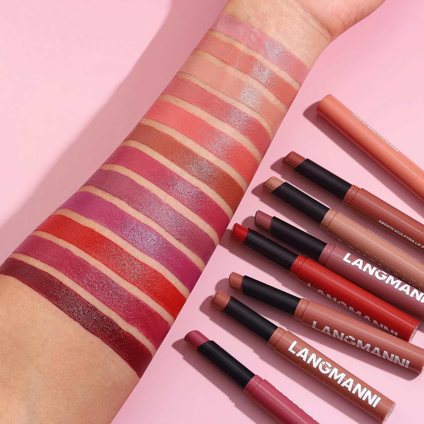 Jolilab 2Pcs Velvet Matte Lipstick Nude Matte Soft Dark Color Stick High Pigmented Long-Lasting Waterproof Lip Stick Lip Balm Beauty Cosmetics Gift for Girls and Women（11#+12#