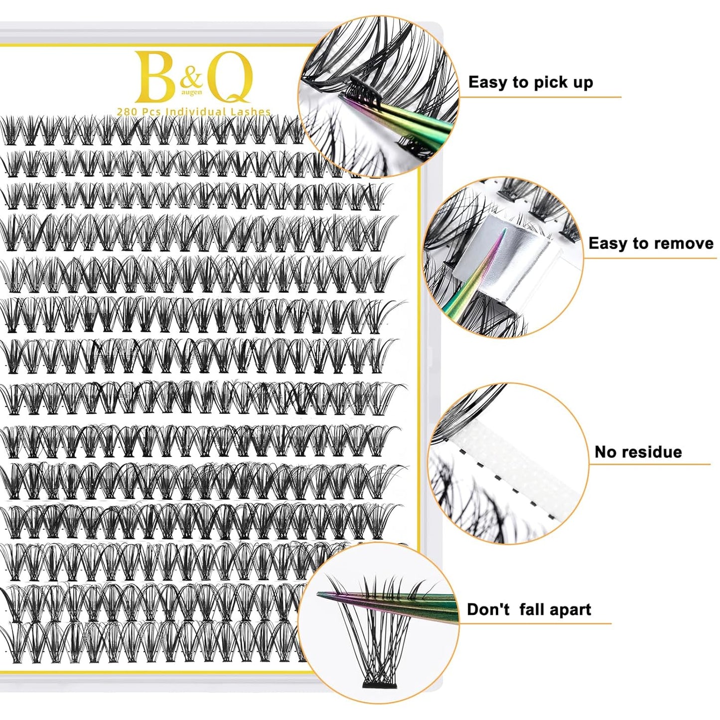 B&Qaugen Individual Lashes 280 Clusters False Eyelash 30D 40D 50D Lash Clusters Extensions DIY Eyelash Extensions at Home (30D-C,10-18MIX)