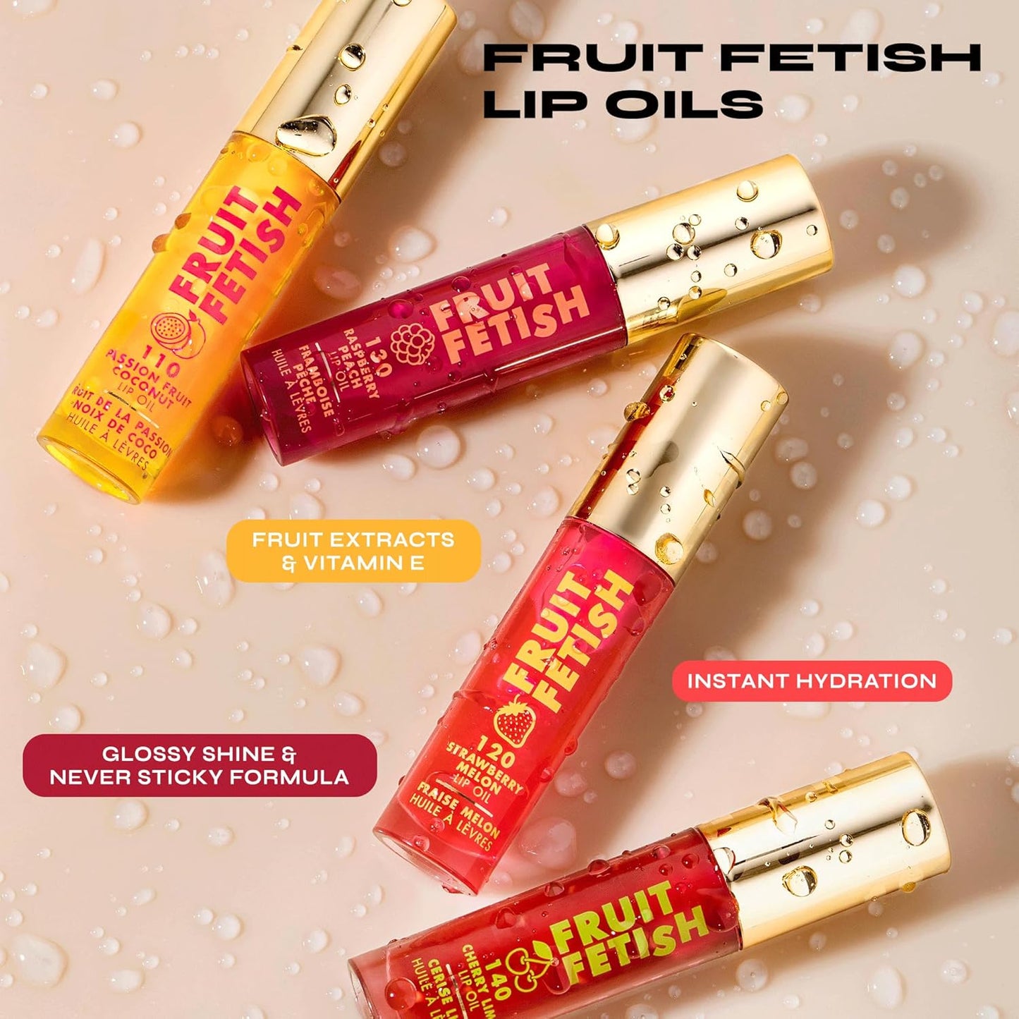 Milani Fruit Fetish Lip Oil with Vitamin E for Instant Hydration, Fruit Extract Infused Lip Treatment and Moisturizing Lip Gloss - Raspberry Peach