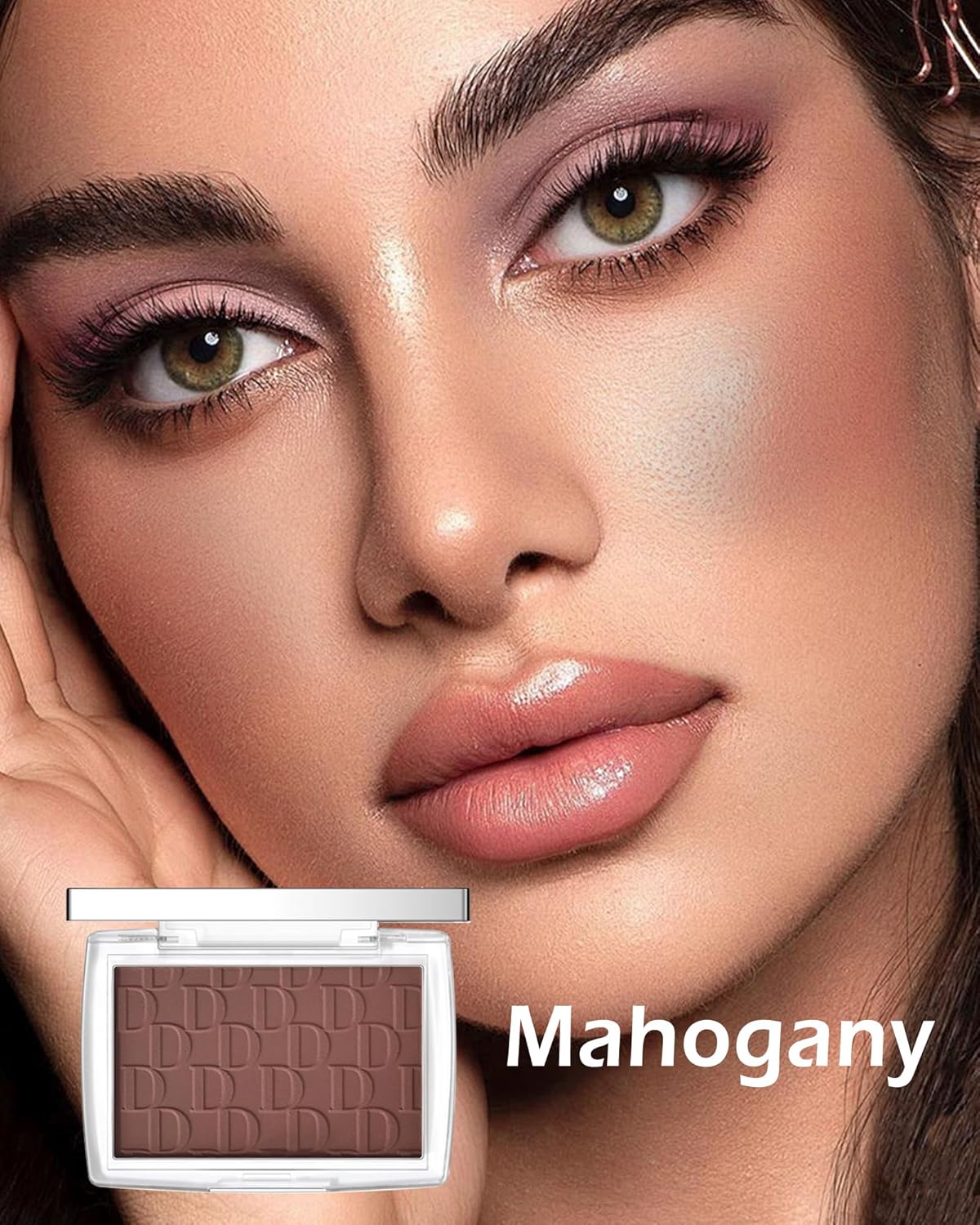 Powder Blush Palette, Matte Powder Makeup Blush for Cheeks, Natural Glow Face Blush Contour Palette, Lightweight, Smooth, High Impact Buildable Color, Long-lasting All-Day Face Enhancing -#Mahogany
