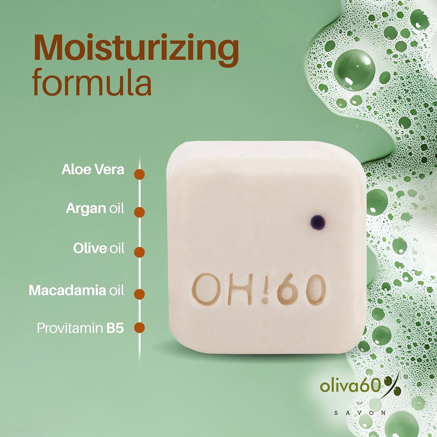 Shampoo Bar Chamomile Honey - Gentle & Non-Irritating | Hair Care- Moisturizes & Hydrates Dry Hair | Organic Shampoo wirh Olive, Argan, Macadamia Oil | Sulfate & Paraben Free | OLIVA 60