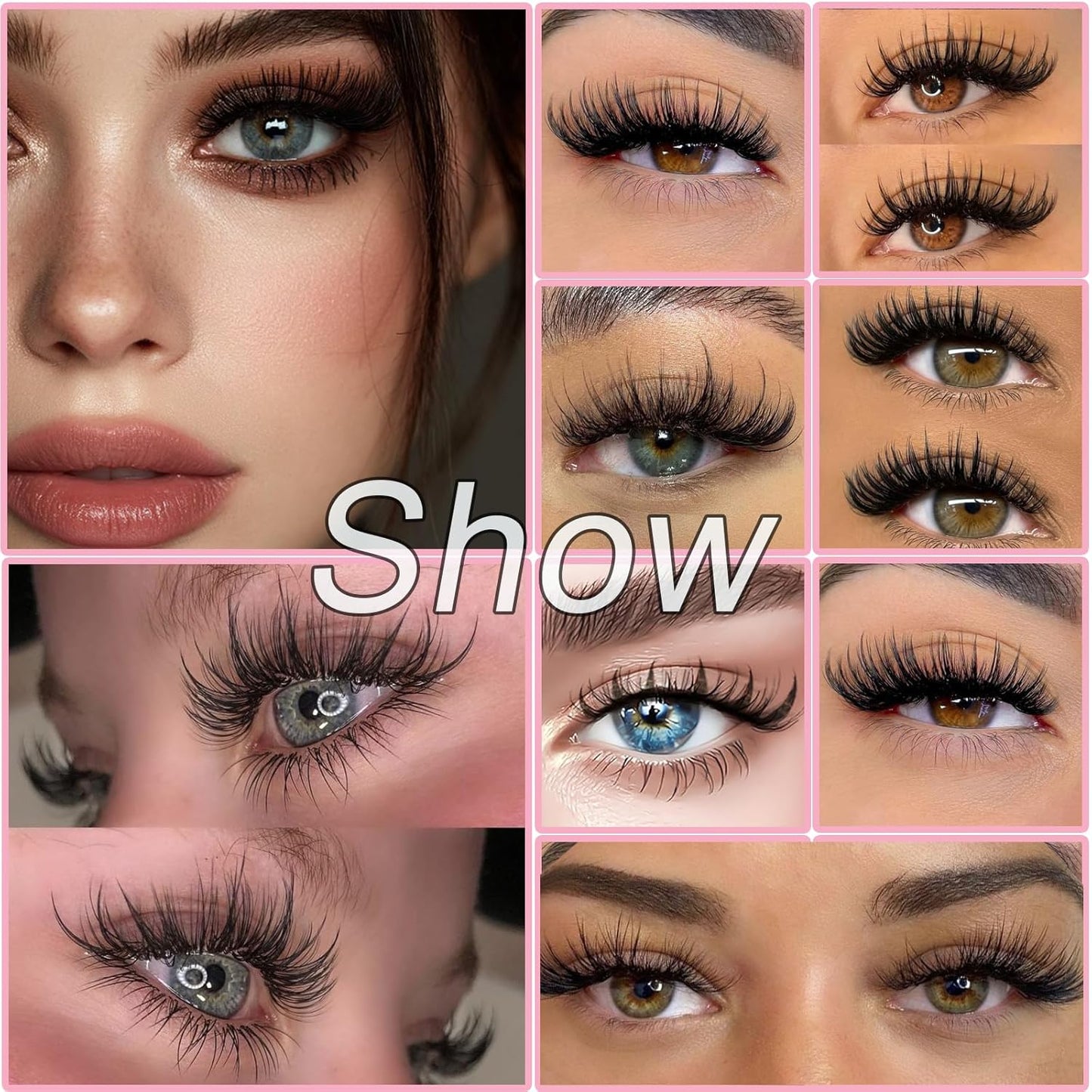 Lash Clusters Kit, Eyelash Clusters Individual Lash Extension Kit D Curl Fluffy Wispy False Eyelashes Extensions Thin Band with Bond Seal Tweezers Brush (Lash Clusters With Tool, SMY 8-16mm)