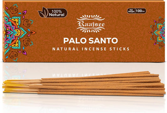 Raajsee Palo Santo Incense Sticks 100 gm Pack-100% Pure Organic Natural Hand Rolled Free from Chemicals-Perfect for Church,Aromatherapy,Relaxation,Meditation,Positivity & Sensual Therapy