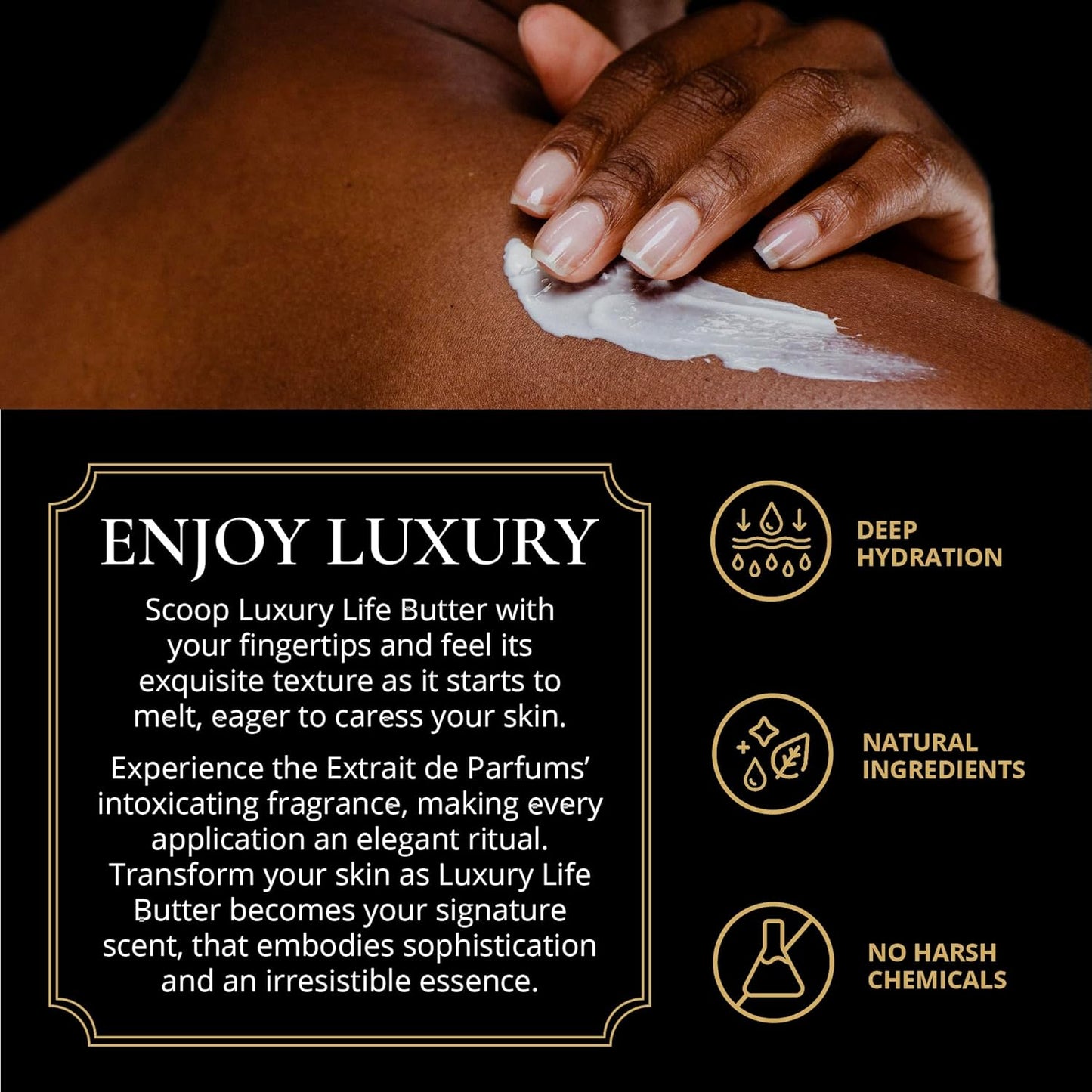 LUXURY LIFE BUTTER - Irresistibly Scented Body Butter with Hyaluronic Acid for Ultimate Moisture. Hydrates for a Non-Greasy Glamorous Glow (Dessert, Presidential and Peach Smoke)