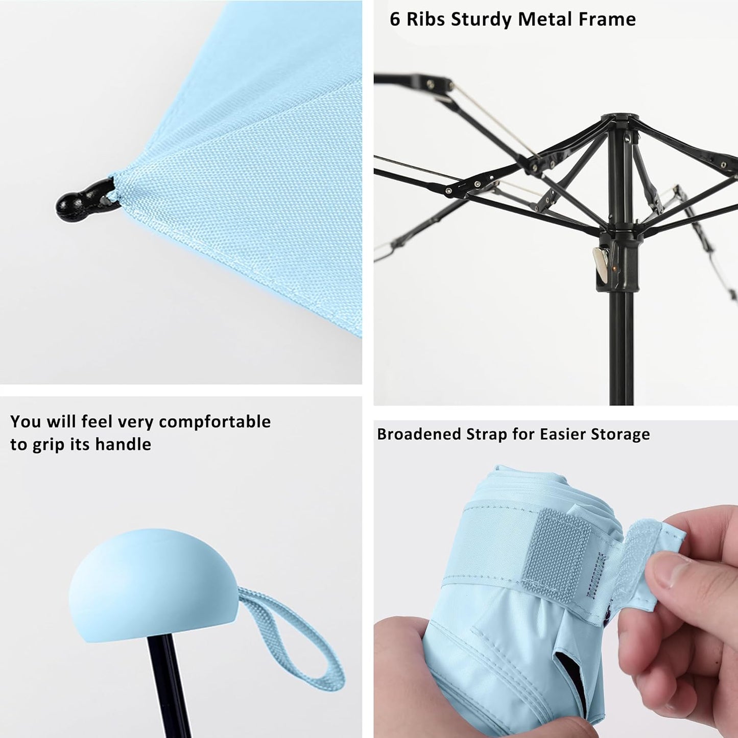BAODINI Travel Essentials Mini Umbrella for Purse With Case Small Compact UV Sun Protection Lightweight Tiny Pocket Manual Open Close Umbrella for Women Kids and Men Fit Purse Backpack