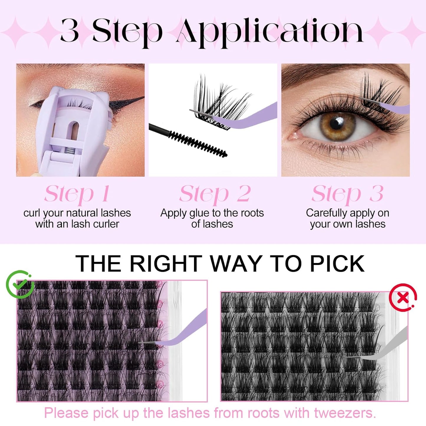 WENDY Lashes Clusters Kit DIY Eyelash Extension with Eyelash Curler Black Cluster Eyelash Extensions Individual Lashes Kit Wispy Soft Eyelash Extensions (Kit,WD01-0.07D,10-18mm）