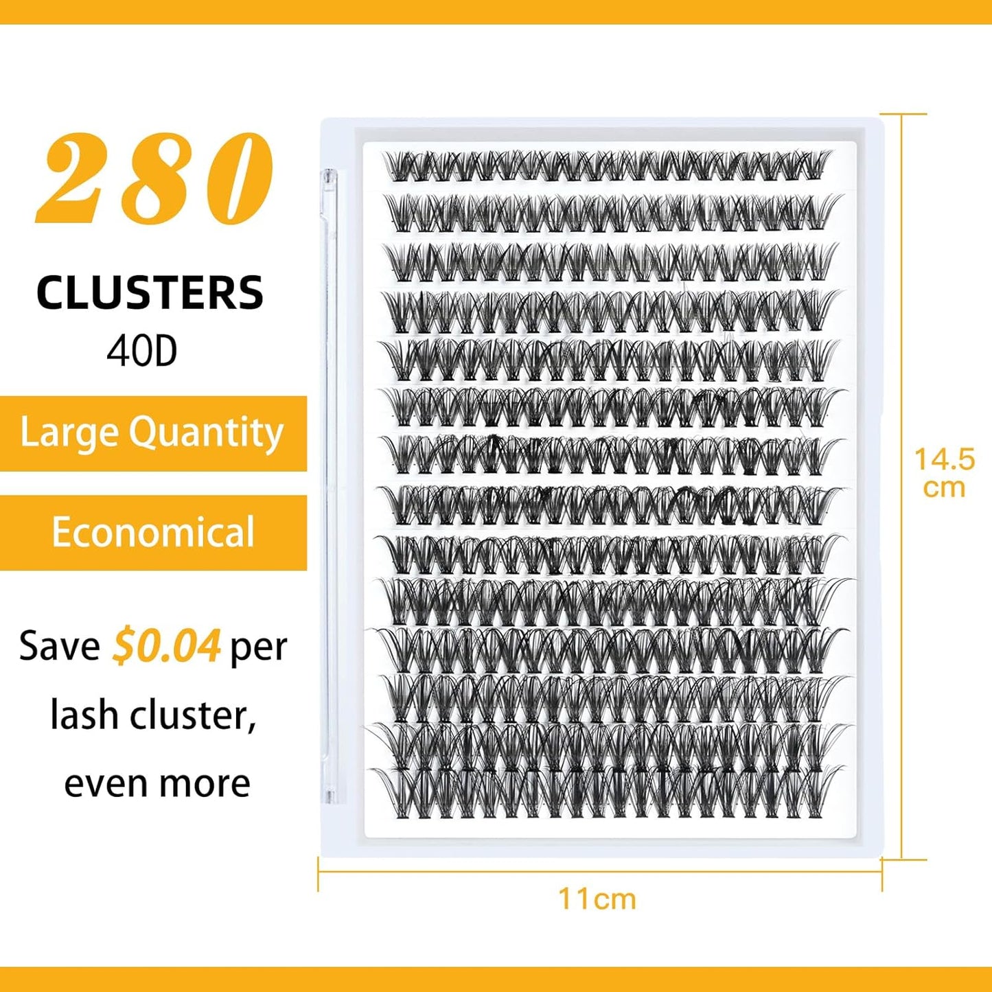 B&Qaugen Lash Clusters 40D-C-13 Individual Lashes 280 Clusters False Eyelash 10D 20D 30D 40D Lash Clusters Extensions Individual Lashes Cluster DIY Eyelash Extensions at Home (40D-C,13MM)