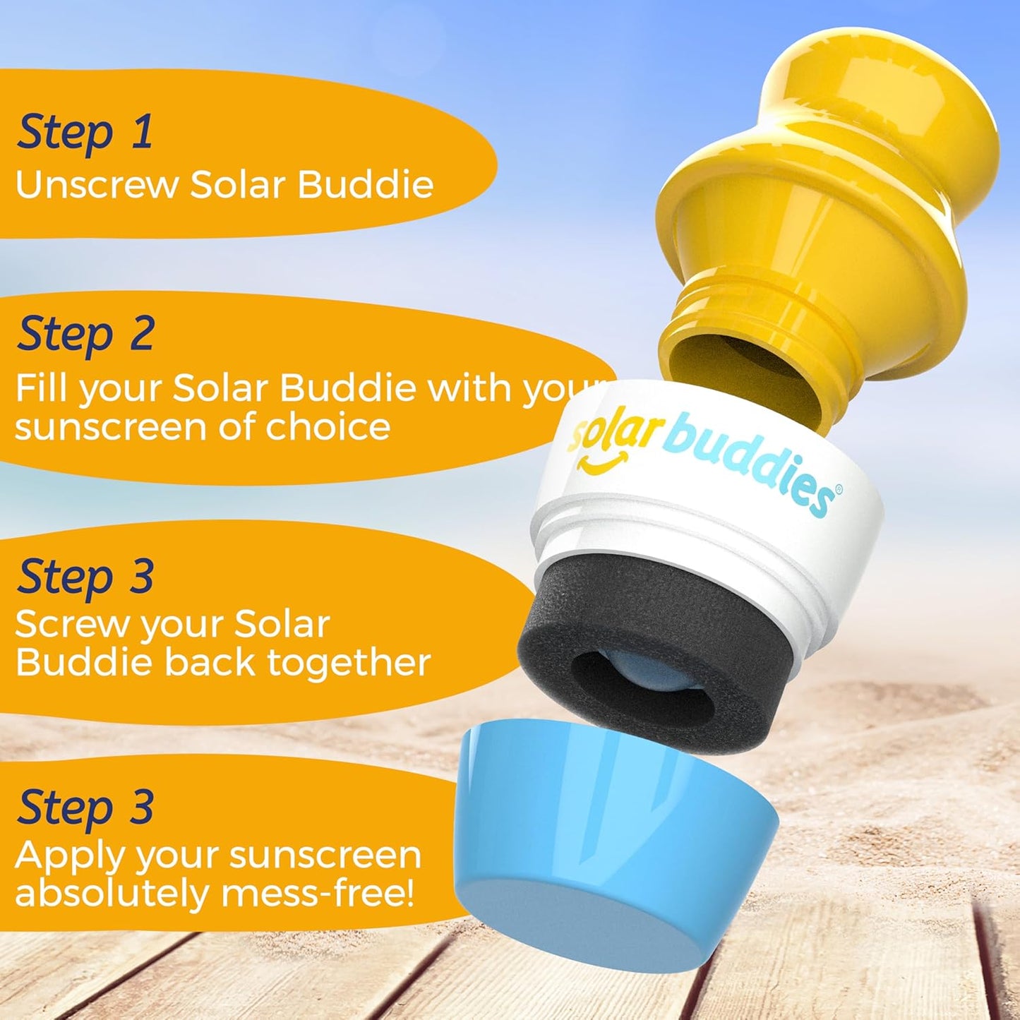 Blue Bag Bundle Set For Solar Buddies Refillable Roll On Sunscreen Suncream Applicator Bag Bundle With Applicator Carabina Clip For Families, Kids, Adults, Travel Set