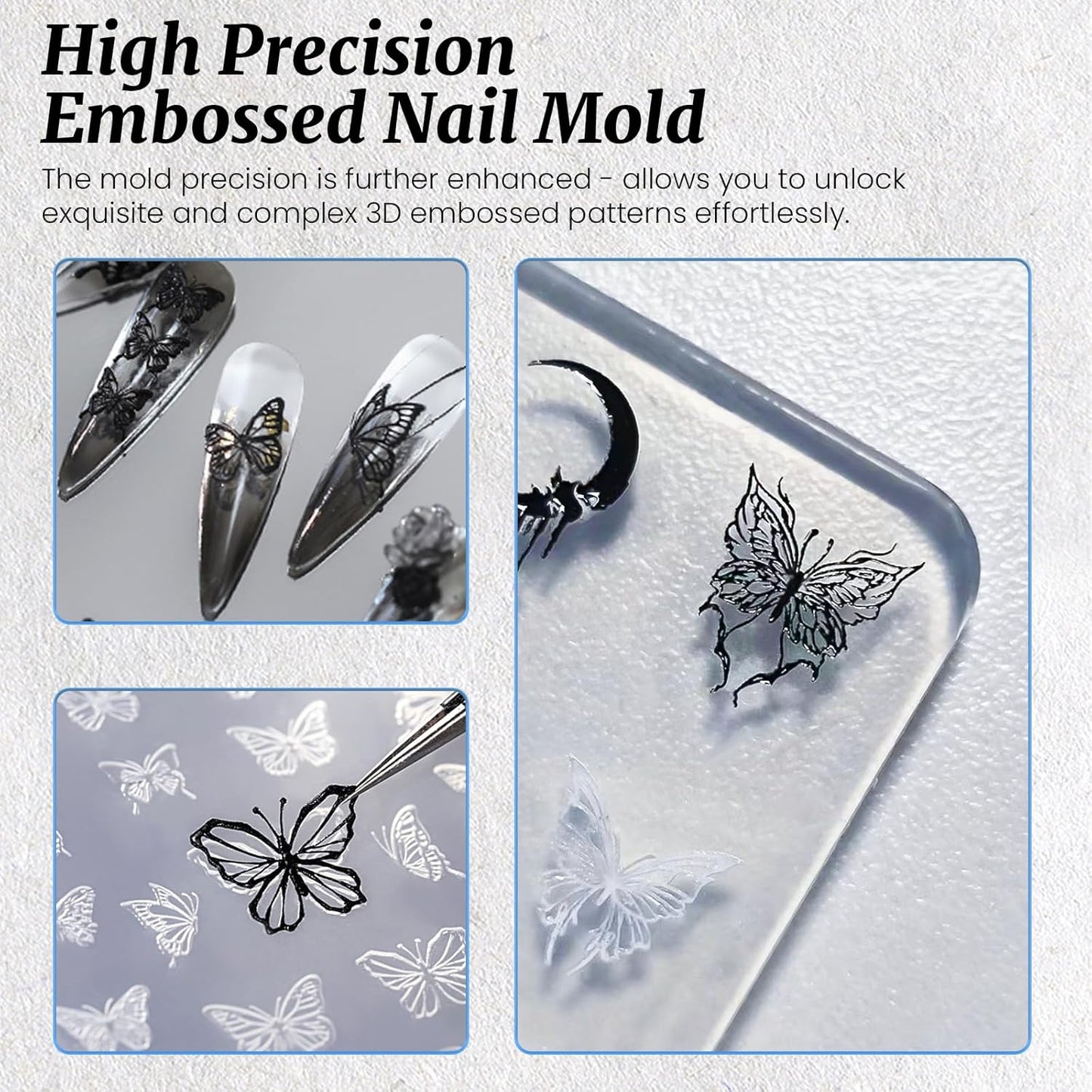 Nail Art Silicone Mold, Rose Nail Decoration Silicone Mold, 3D Nail Art Carving Mold Templates for Precise Embossed Pattern, Nail Tools Nail Charms for Acrylic Nail DIY Craft