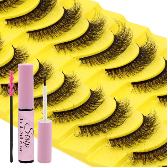 Strip Lash with Glue for DIY Lash-users: 10 Pairs, DIY, Natural Look, Fluffy, Manga, Wispy, Waterproof, Anime, Cat Eye, D Curl, JN17