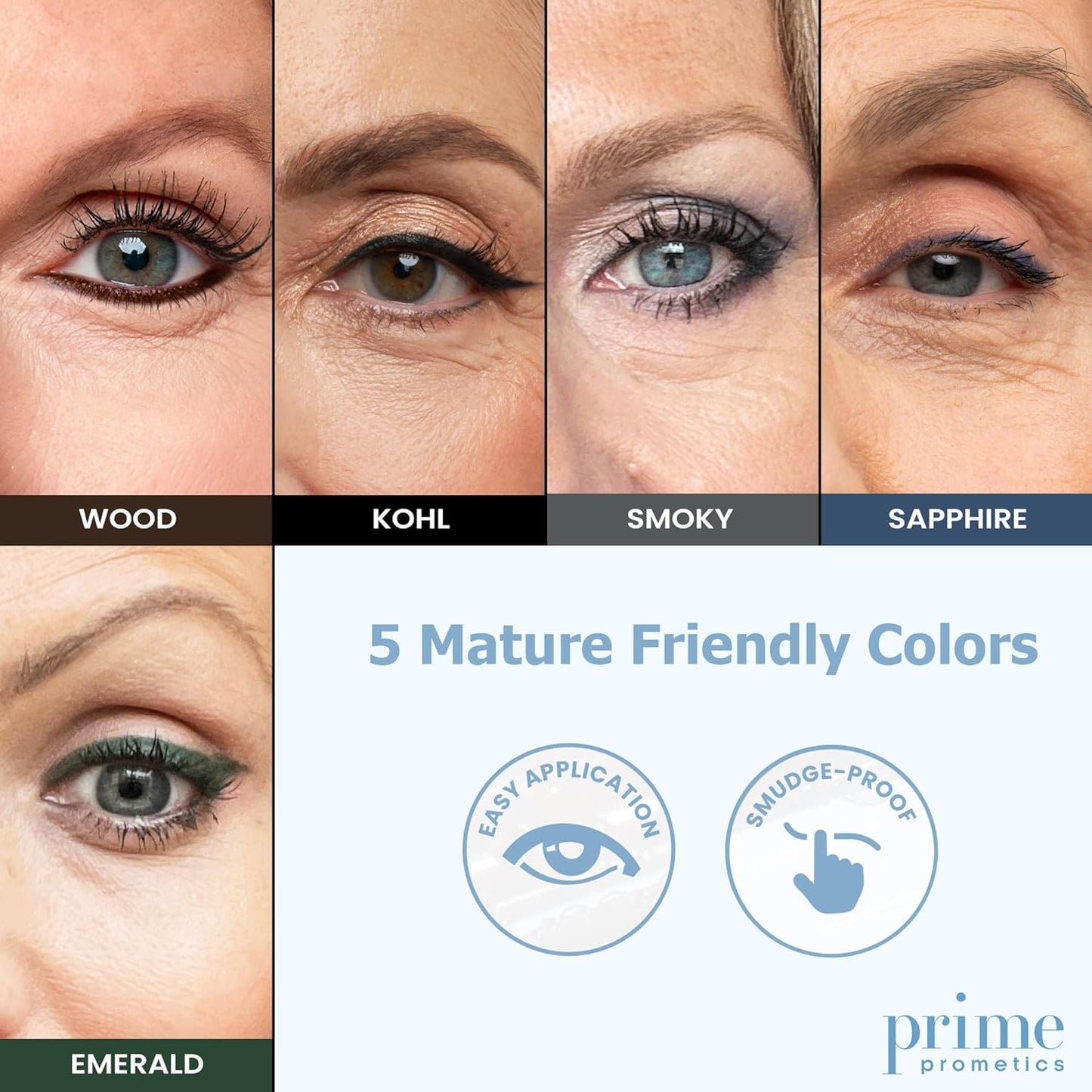 PrimeEyes Glide Eyeliner for Mature Women – Waterproof, Long-Stay and Mess-Proof – Gel Creme Texture, Discreet Sharpener and Effective Smudger (Emerald)