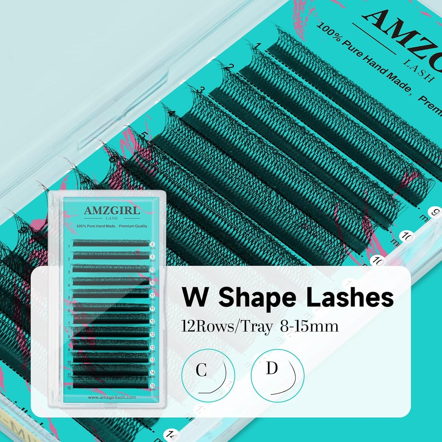 Individual Lashes Cashmere Volume Lash Extensions D Curl 8DW Premade Eyelashes Mixed and Single Tray,Soft and Dense Rapid Blooming Lashes,Eyelash Extensions for Professional Use(8-15mm)