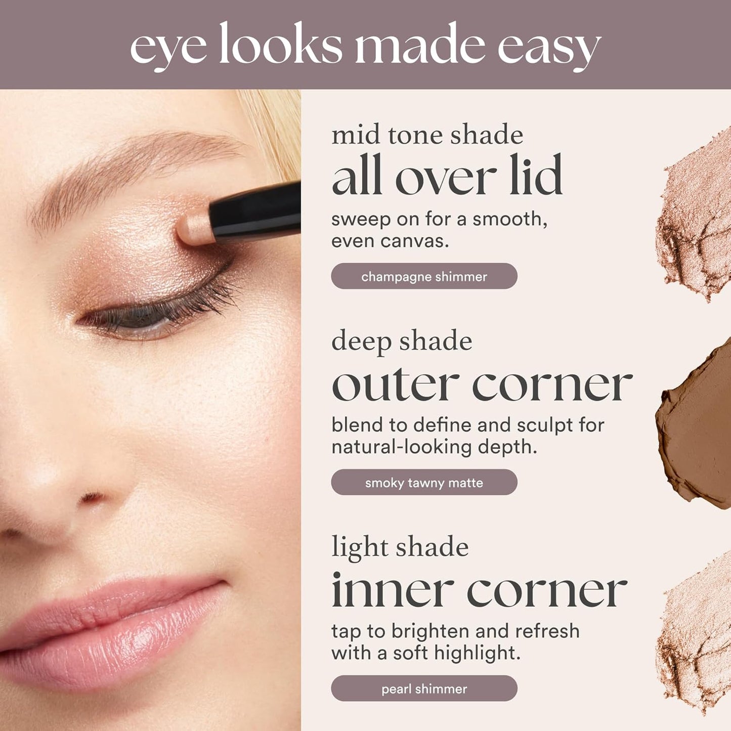 Julep Eyeshadow 101 Cream-to-Powder Waterproof Shadow Stick – Copper Shimmer – Long-Lasting, Crease-Proof, Shimmer Cream Eyeshadow with Built-in Smudger