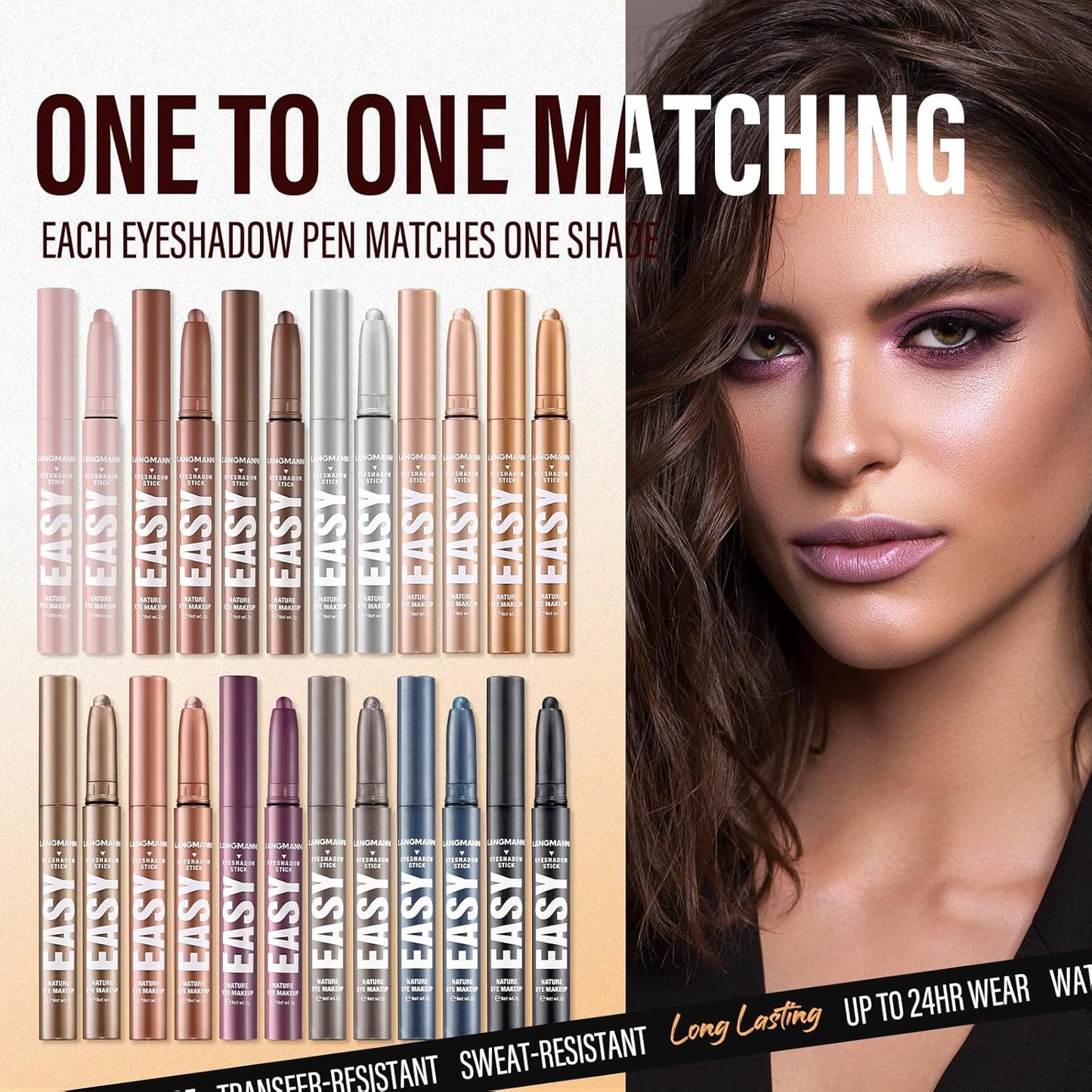 Jolilab Eyeshadow Stick Set, 2 Colors Matte Professional Bright-Colored Contouring and Highlight Stick, Cream Waterproof Long Lasting High Pigmented Eye Shadow. (2, 07+07 2pcs)