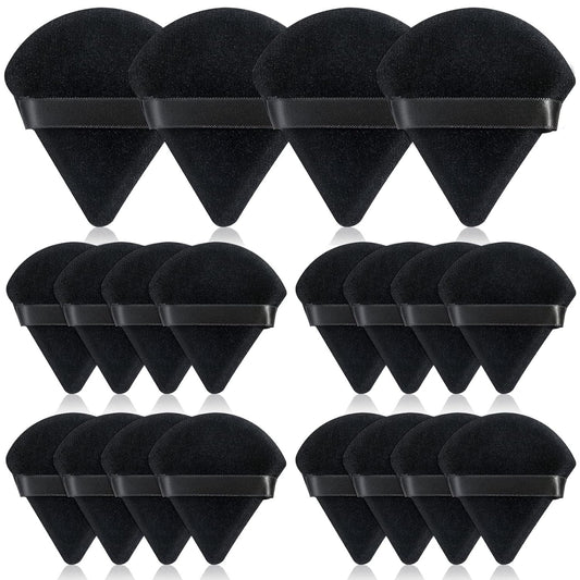 Thrilez 20pcs Triangle Powder Puff, Loose Powder Puffs Makeup Puff for Face Powder, Setting Powder Puff for Make Up, Face Puff Pads for Press Powder, Sponge Powder Applicator for Face and Eye (Black)