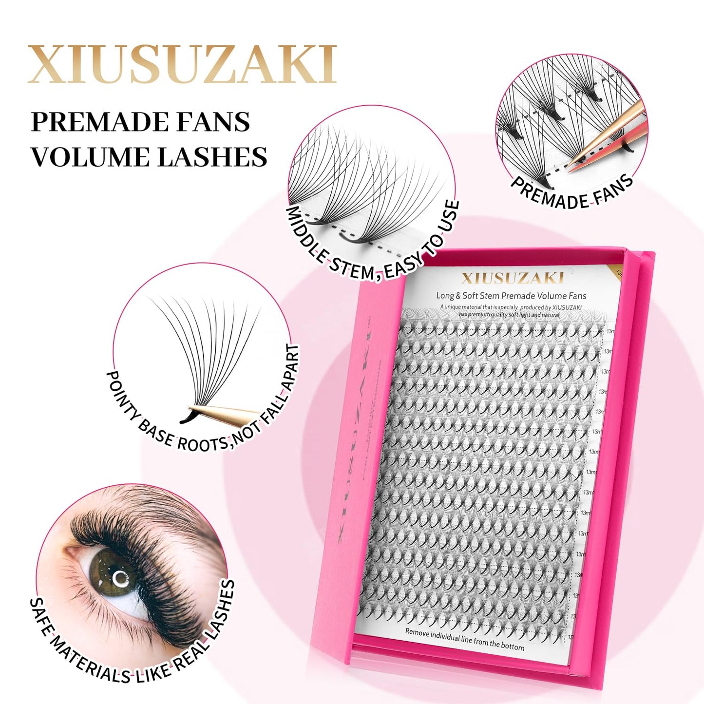 Premade Fans Eyelash Extensions 7D Volume Lash Extensions 0.07 Thickness Eyelash Extension D Curl Premade Lash Fans Mix 9-16mm Fluffy Soft Handmade Lash Fan Eyelashes(7D-0.07-D,9-16mm)