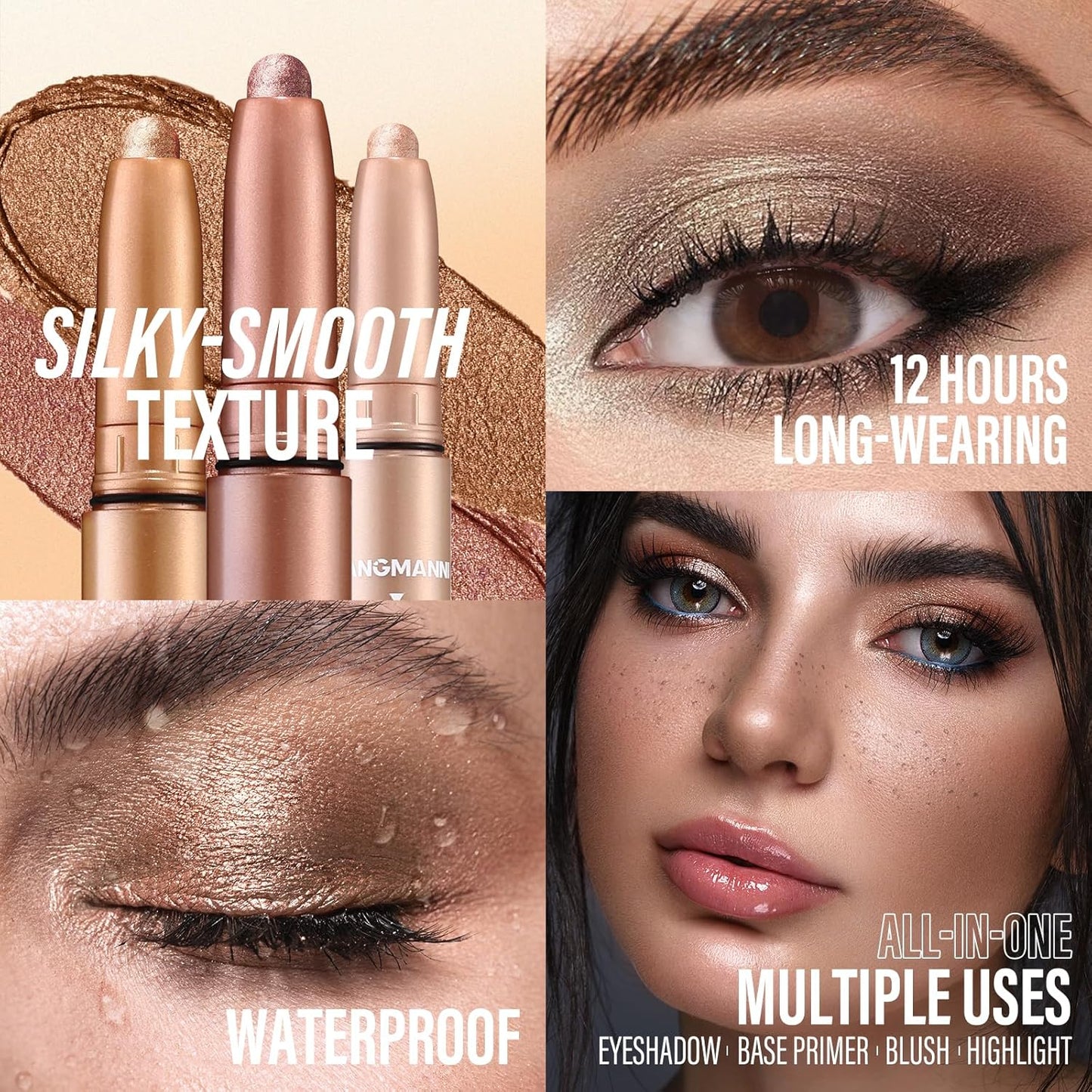 LANGMANNI Eyeshadow Stick, 6 PCS Waterproof Multi-Color Eyeshadow Pen Set, Creamy Long-Lasting Eye Makeup Kit, Natural & Shimmer Shades Contour Stick, Perfect Gifts For Women (#E)