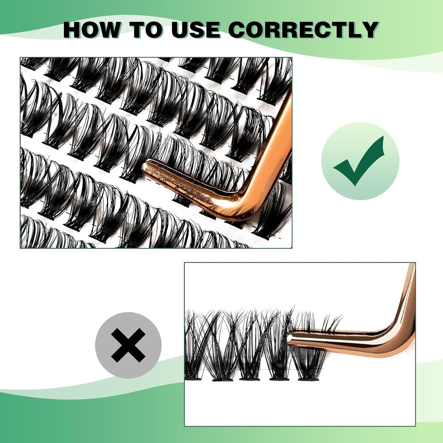 Lash Clusters 300pcs Individual Lashes 40D 0.07D Curl 11mm DIY Eyelash Extension KEYYOU Large Tray Volume Soft&Natural Cluster Lashes(40D-0.07D,11）