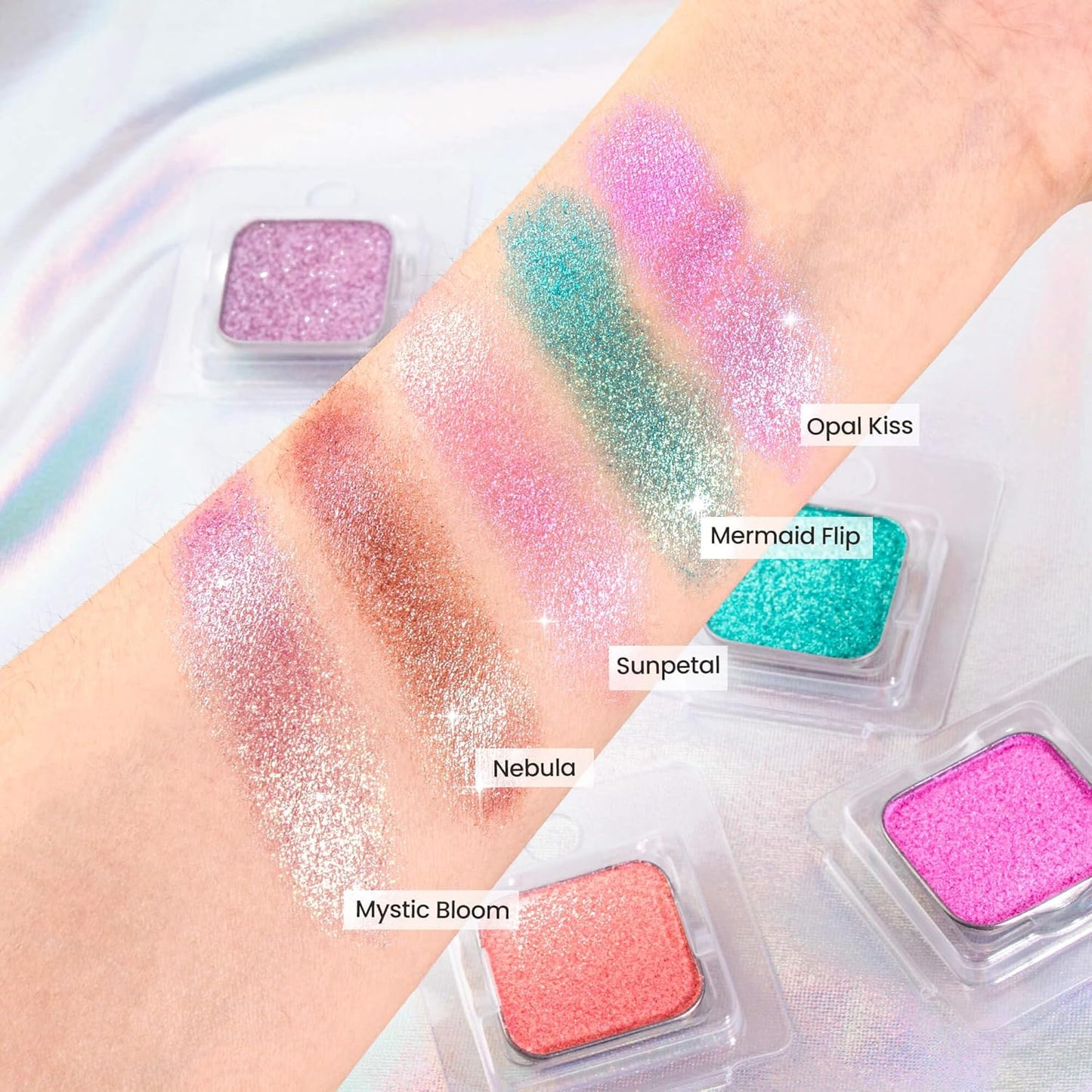 Chameleon Single Eyeshadow – Soft Gold-Pink, Pressed Powder,Square Pan, Fits Magnetic Palettes, High Pigment, Smudge-Proof, Smooth Blend, All-Day Wear (Sunpetal)