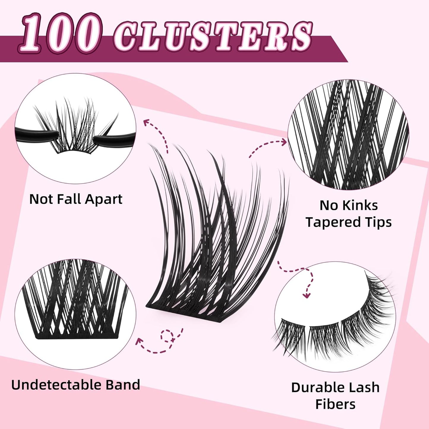 Lash Clusters Kit 10-18mm D Curl Clusters Eyelash Extensions Kit False Eyelash Clusters, DIY Lash Extension Kit with Lash Bond & Seal, Lash Glue Remover, Lash Tweezers U17 Kit
