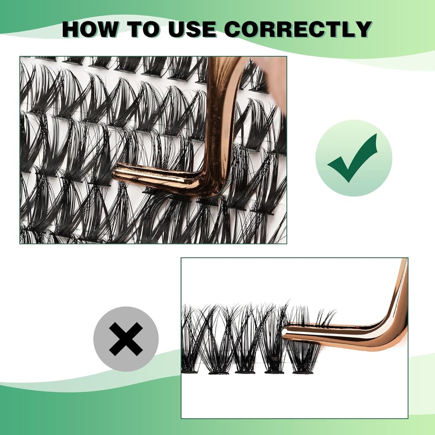 Lash Clusters 300pcs Individual Lashes 50D 0.07D Curl 17mm DIY Eyelash Extension KEYYOU Large Tray Volume Soft&Natural Eyelash Clusters(50D-0.07D,17）