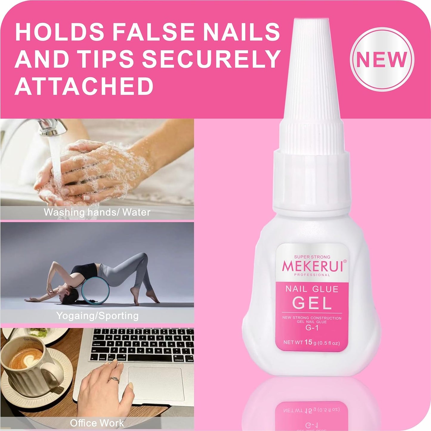Super Strong Nail Glue for Press on Nails Resists Dripping and Clogging. It Dries Rapidly in 7 Seconds sans UV Light, Offers Long Lasting 30+ Days, is Waterproof, and Meets Professional Salon