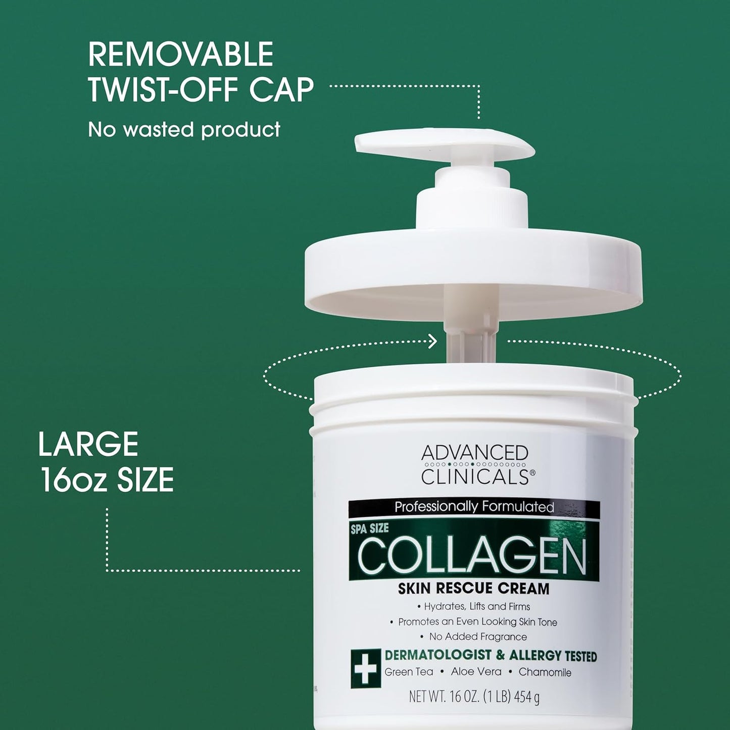 Advanced Clinicals Collagen Cream Body Lotion & Face Moisturizer W/Vitamin E | Skincare Moisturizing Collagen Lotion For Women, Men, Hand, & Neck Improves Look Of Crepey Skin & Uneven Dry Skin, 16Oz