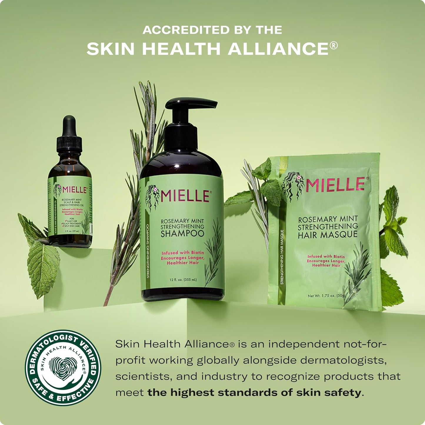 Mielle Organics Rosemary Mint Strengthening Shampoo and Conditioner Infused with Biotin, Cleanses and Helps Strengthen Weak and Brittle Hair, 12 Ounces