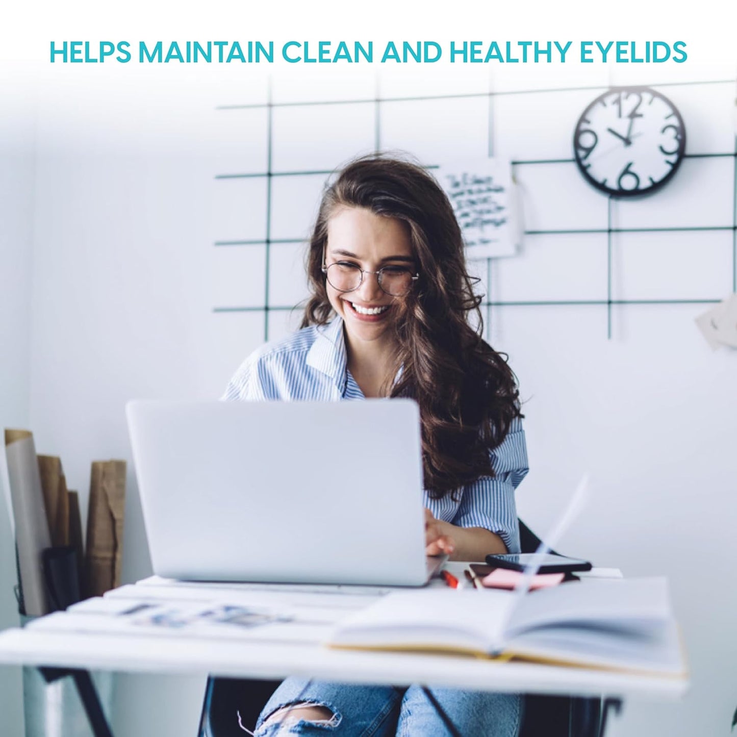 Clear C Eyelid Wipes Pre-Moistened for Dry Eyes – Rinse Free Eye Lid Cleaning Wipes – Individually Wrapped Travel Eye Wipes, 1 Box of 30