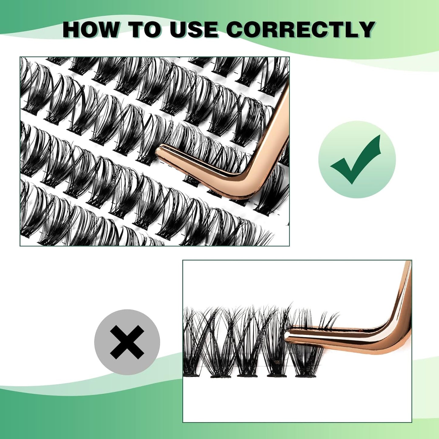 Lash Clusters 300pcs Individual Lashes 40D 0.07D Curl 17mm DIY Eyelash Extension KEYYOU Large Tray Volume Soft&Natural Cluster Lashes(40D-0.07D,17）