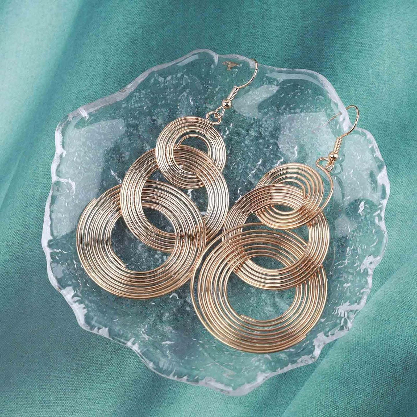 Punk Exaggerated Circle Drop Earring Long Circle Hoop Earrings Swirl Circle Earrings Gold Large Hollow Circle Dangle Earrings Jewelry for Women