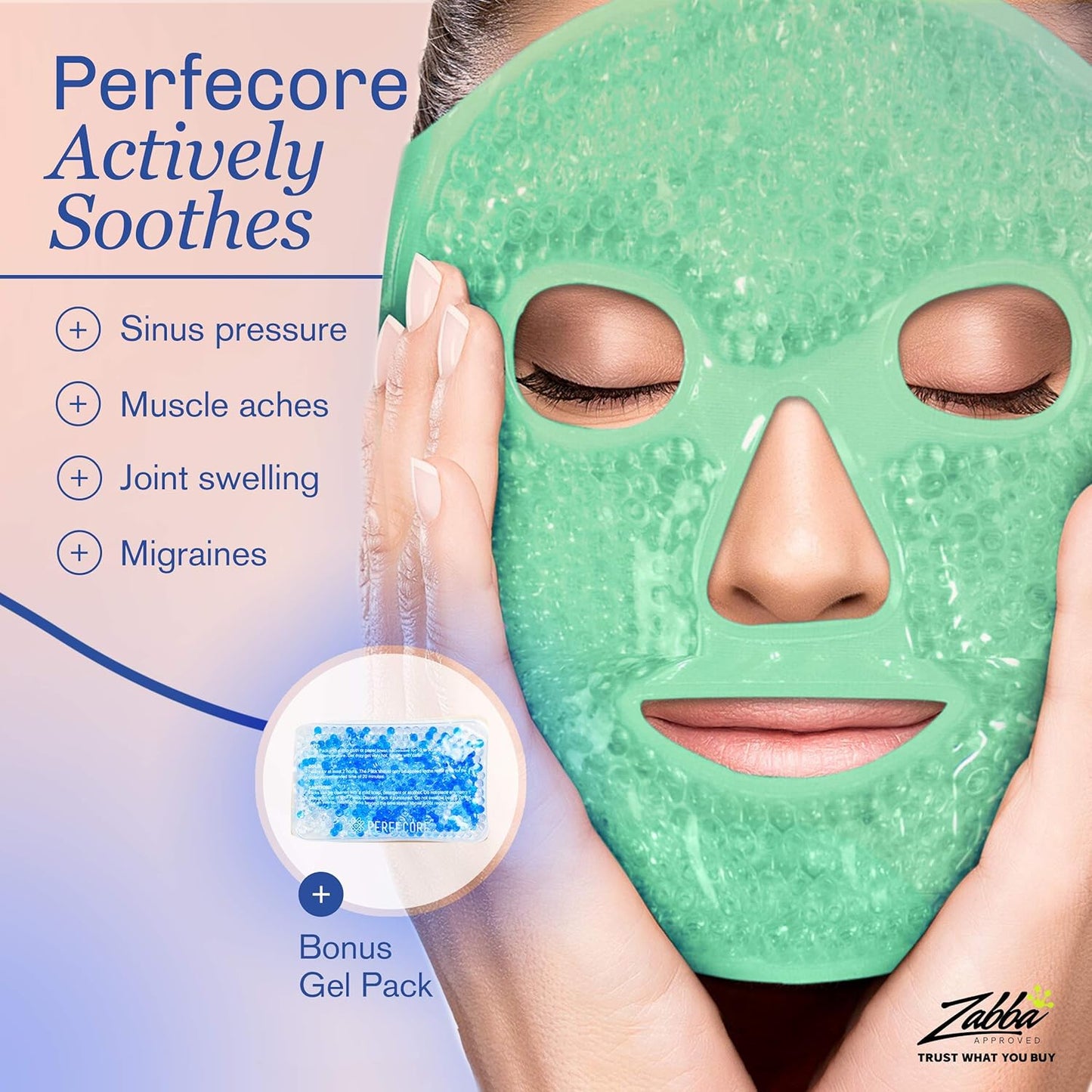 Facial Mask Get Rid of Puffy Eyes Migraine Relief, Sleeping, Travel Therapeutic Hot Cold Compress Pack Gel Beads, Spa Therapy Wrap for Sinus Face Puffiness Headaches Gel Mask