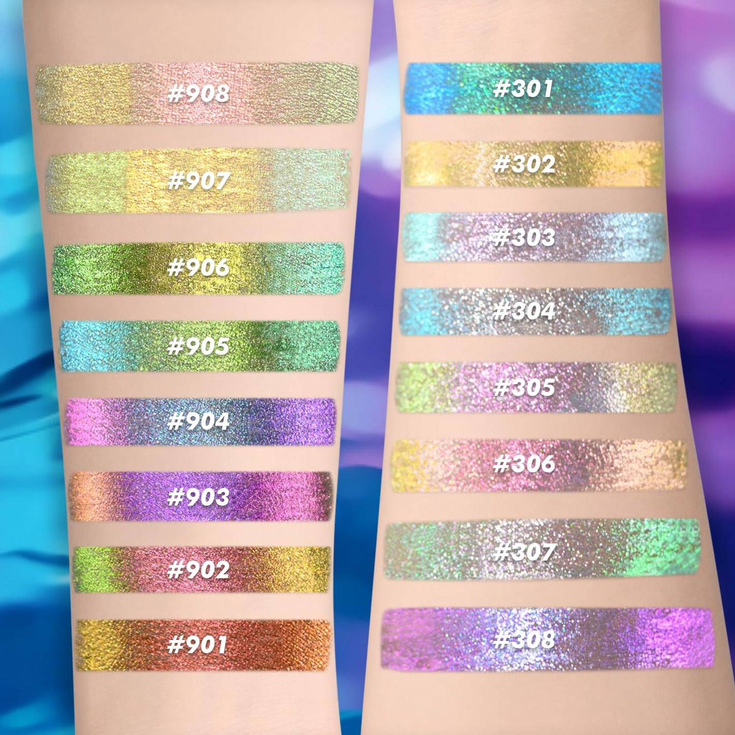 CHARMACY Chameleon Liquid Eyeliner, Liquid Glitter Eyeliner, Highly Pigmented, Metallic MultiColor Shifting waterproof Eyeliner, Ultra-Fine Tip, Longwearing, Smudge-proof (#306)