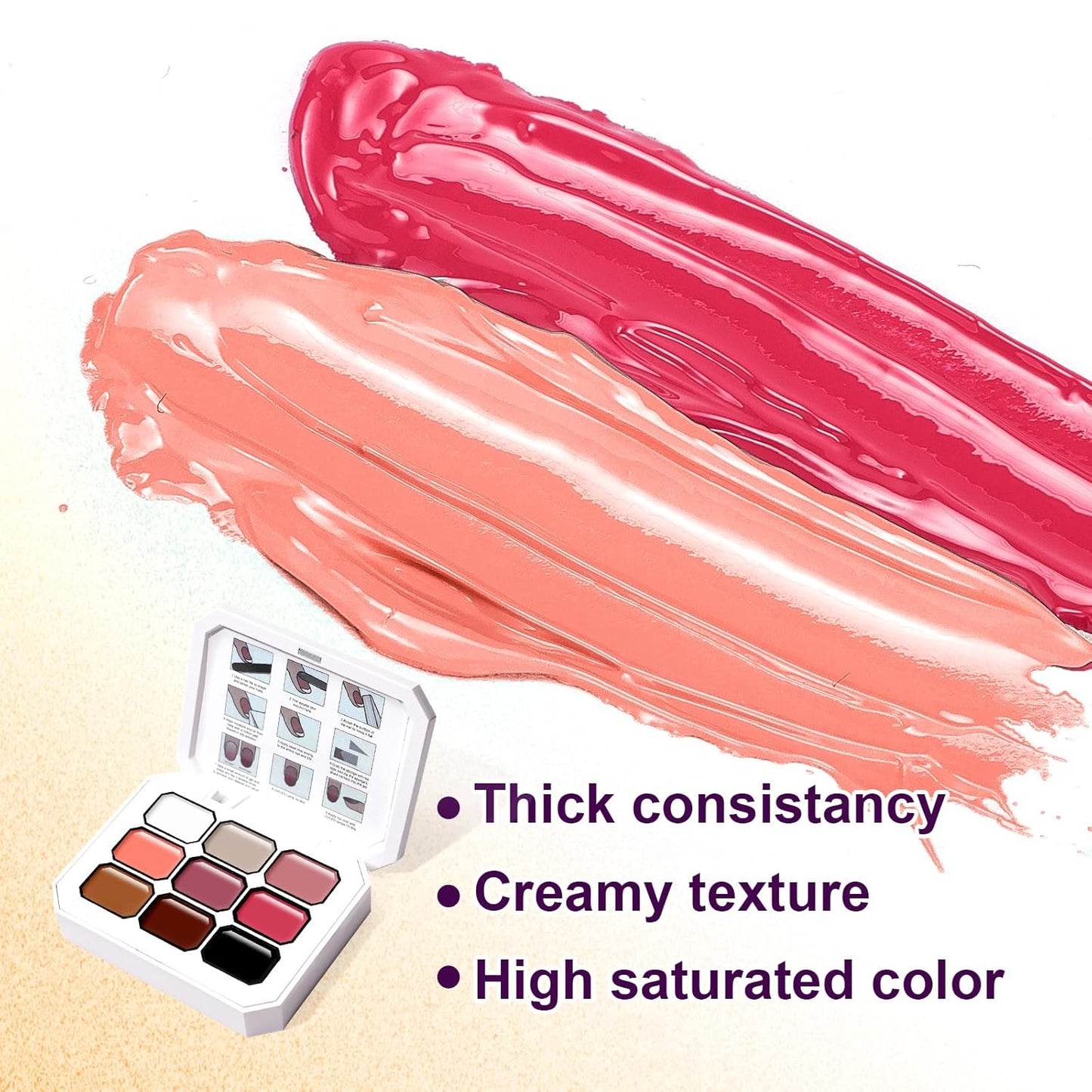 Gradient Painting Gel, 9 Colors Ombre Gel Nail Polish Nude Pink Almond Black&White for Pigment Pat Nails Nude Pink Almond Aura Nails, French Manicure DIY Nail Art Nude Rose Chroma