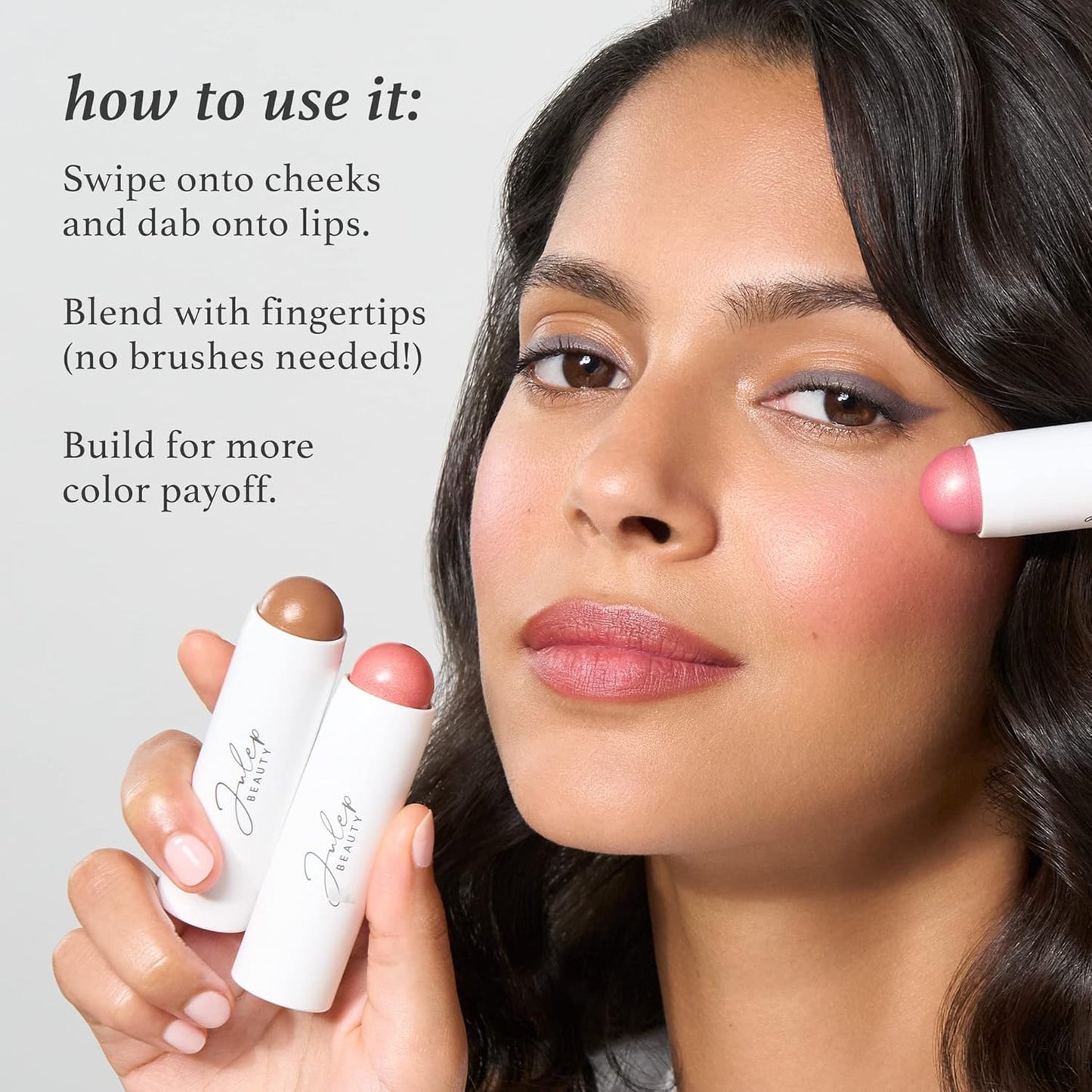Julep Skip The Brush Cream to Powder Highlighter Stick- Sheer Glow - Blendable and Buildable Color - 2-in-1 Makeup Stick