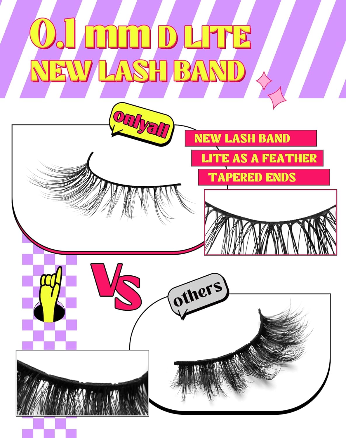 Onlyall Wispy Lashes - Natural Flared False Eyelashes, Soft Fluffy, 7 Pairs DK56