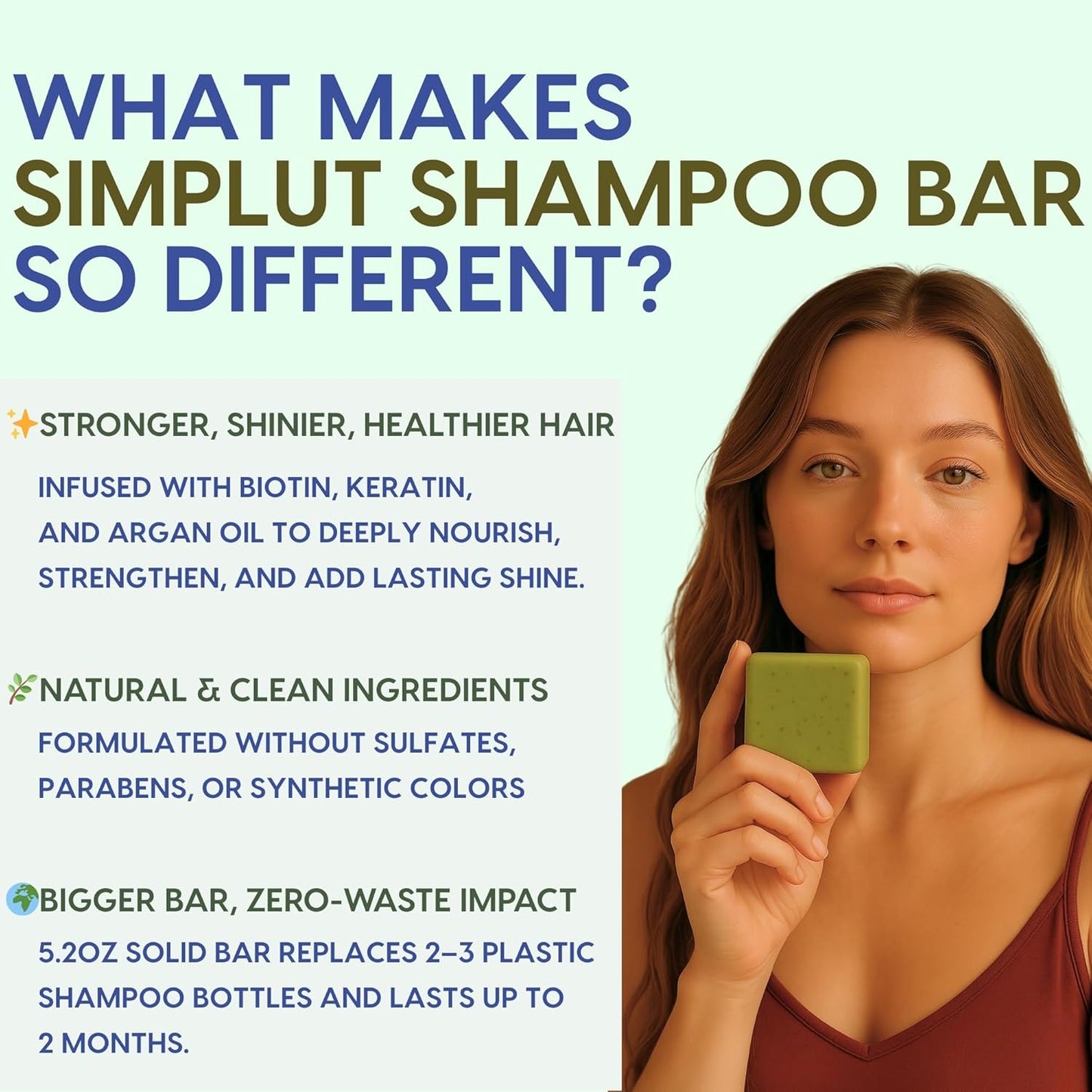 Rosemary & Tea-Tree Scalp Clarifying Shampoo Bar with Keratin, Panthenol, Biotin and Argan-Oil (5.2oz) | Sulfate Free, All Natural, Hair Moisturizing & Nourishing Soap, Deep Cleansing Solid Shampoo