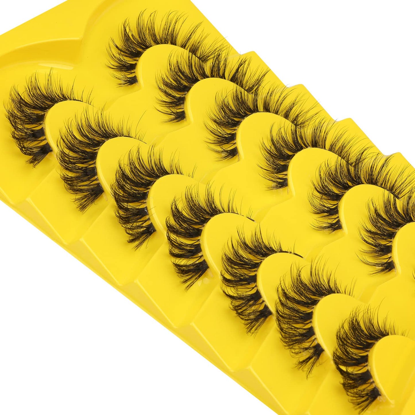 Lashes Natural Look False Eyelashes Clear Band Wispy Faux Mink Eyelashes Short Natural Cat Eye Strip Lashes Pack 7 Pairs by Kiromiro