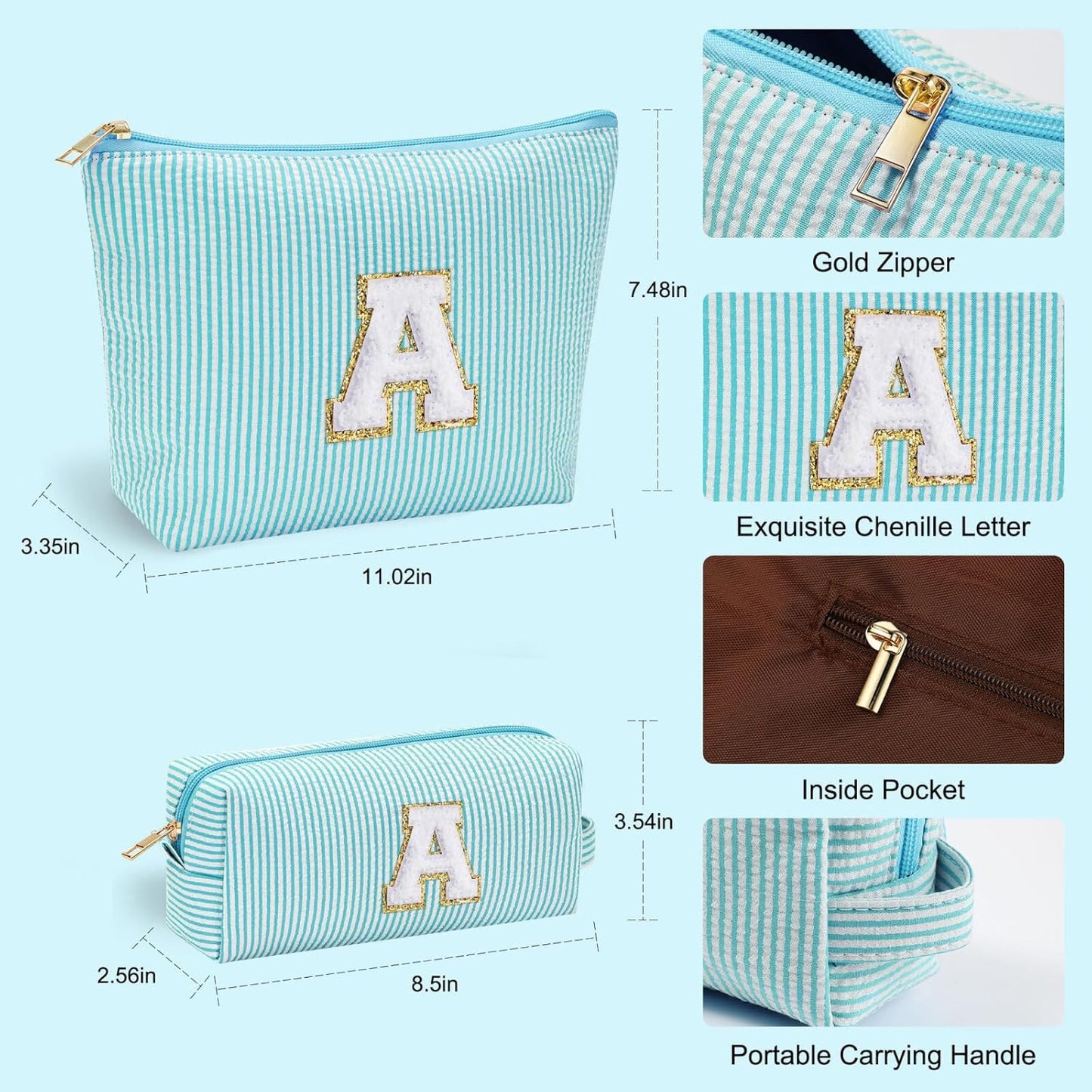 YOOLIFE Birthday Gifts for Women Girls - Large Initial Cute Makeup Bag Make Up Bag Cosmetic Bag Travel Toiletry Bag for Women Birthday Gifts for Women Girlfriend Makeup Storage Bag F