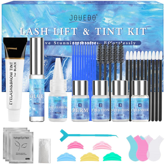 Lash Lift Kit, Eyelash Perm Kit for Natural Curling, Professional Eyelash Lift Kit for Long-Lasting Curl, Black Eyebrows & Eyelashes Color Kit, DIY Lash Lamination Set for Salon & Home Use